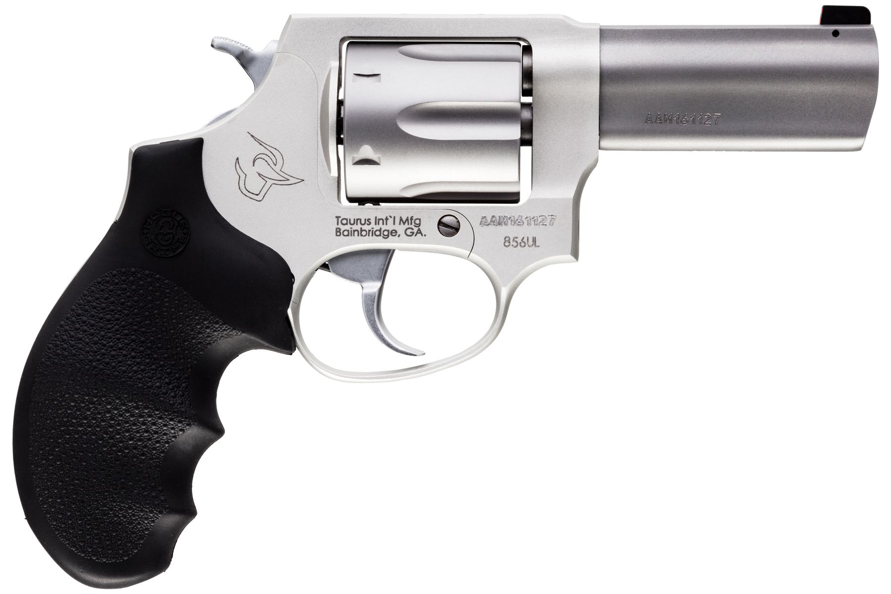 Taurus Defender 856 38 Spl +P Matte Stainless Ultra-Lite 3.00 in. Hogue Rubber